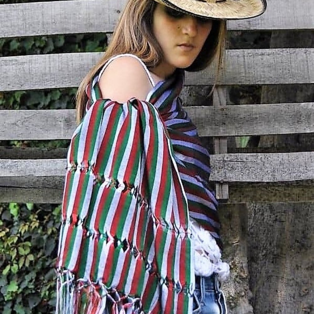 Beautiful Mexican Tri-Color Rebozo (Artiseda)
